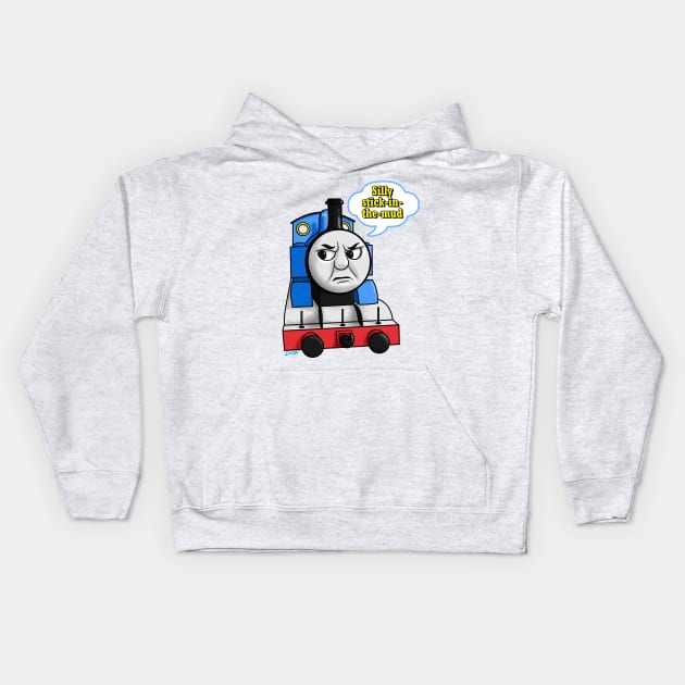 "Silly Stick-in-the-Mud" Thomas Kids Hoodie by corzamoon